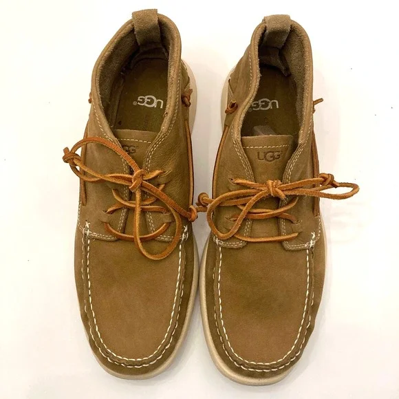 UGG Beach Moc Chukka Mens 10 EU 43 1101502 Lightweight Brown Leather Unlined - Picture 3 of 9